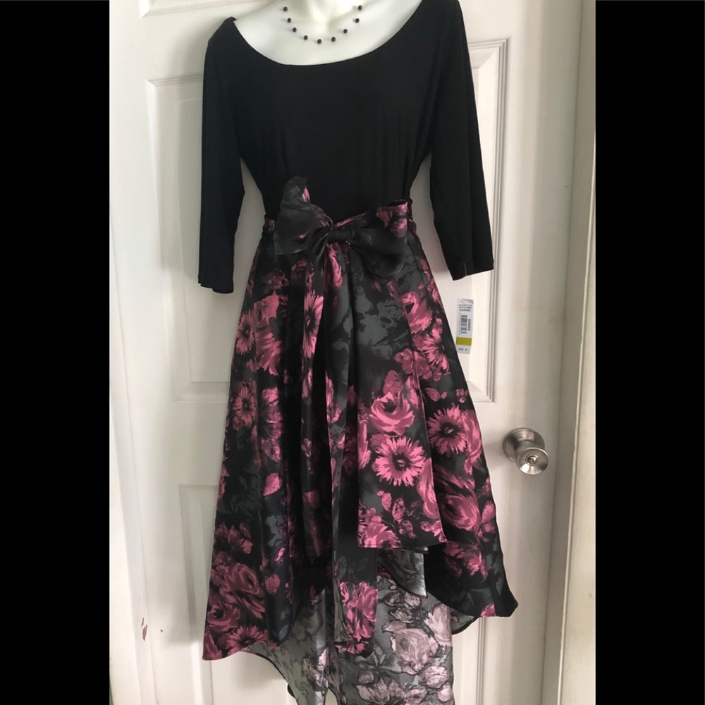 R & M Richard Flower Dress Black-Rose Dress 14R
